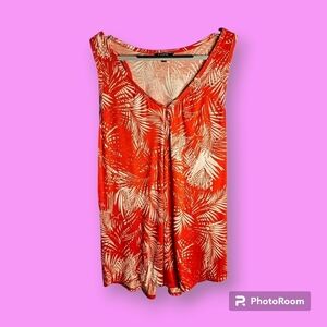 George Women's Orange & White Palm Tree Tank Top Size XL